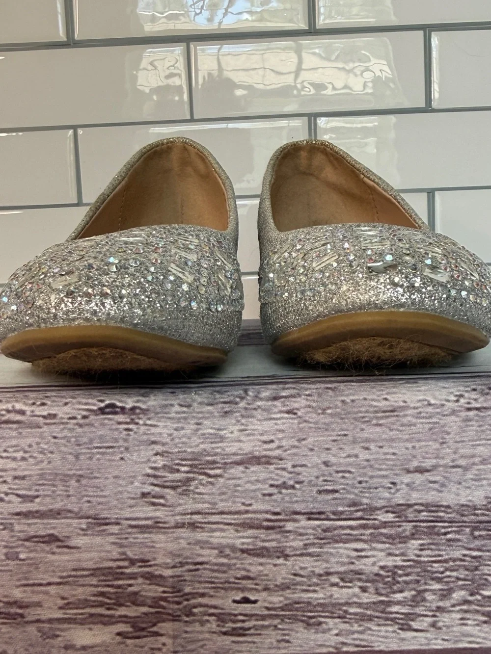 Girl's Slip On Rhinestone 💎✨Wrapped Wedge Heel Party Shoes size 10